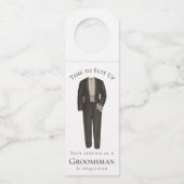 Tijd om Groomsman Proposal  Tuxedo aan te passen Flessenhanger (Achterkant)