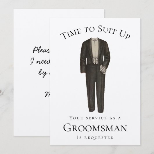 Tijd om Groomsman Proposal  Tuxedo aan te passen Kaart (Voorkant / Achterkant)