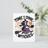 Tijd om heksen te drinken Spooky Pickleball Hallow Briefkaart (Staand voorkant)