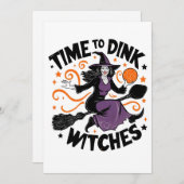 Tijd om heksen te drinken Spooky Pickleball Hallow Feestdagenkaart (Voorkant / Achterkant)