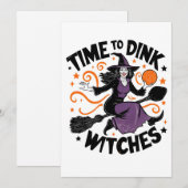 Tijd om Heksen van Dink Spooky Pickleball Hallowee Feestdagenkaart (Voorkant / Achterkant)