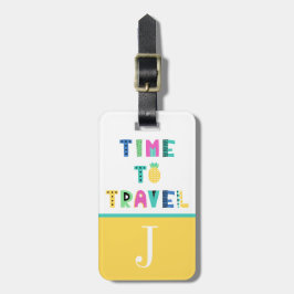 Tijd om het Initiaal van het Kind van het Tropisch Bagagelabel