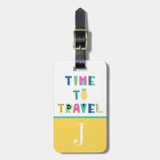 Tijd om het Initiaal van het Kind van het Tropisch Bagagelabel (Voorkant verticaal)