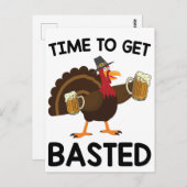 Tijd om ingesmeerd te worden Funny Beer Kalkoen Th Briefkaart (Voorkant / Achterkant)