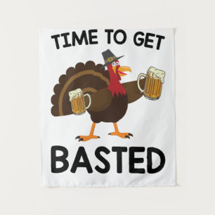 Tijd om ingesmeerd te worden Funny Beer Kalkoen Th Wandkleed