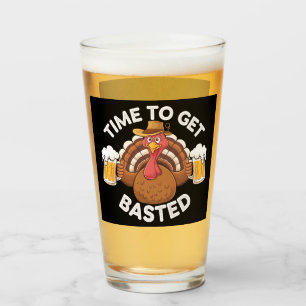 Tijd om ingesmeerd te worden Funny bier Thanksgivi Glas