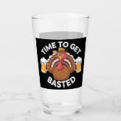 Tijd om ingesmeerd te worden Funny bier Thanksgivi Glas (Voorkant)
