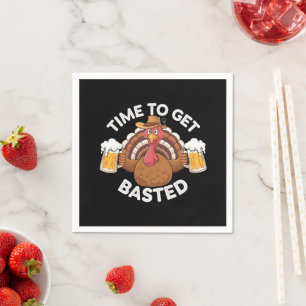 Tijd om ingesmeerd te worden Funny bier Thanksgivi Servet