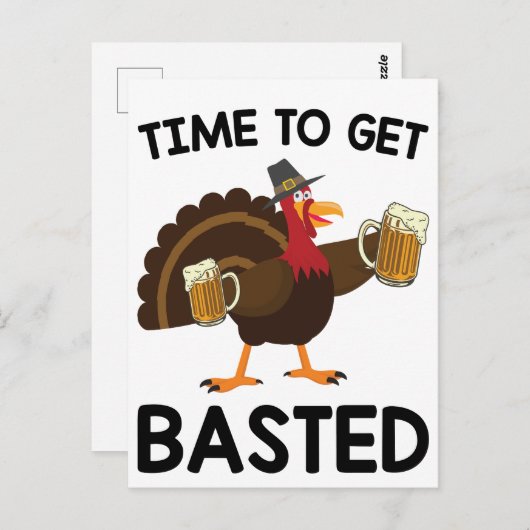 Tijd om ingesmeerd te worden Grappige Bierkalkoen  Briefkaart (Voorkant / Achterkant)