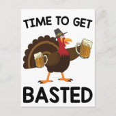 Tijd om ingesmeerd te worden Grappige Bierkalkoen  Briefkaart (Voorkant)