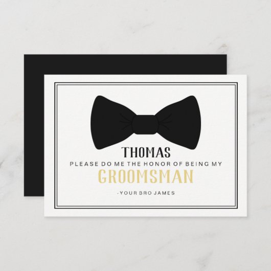 Tijd om je klaar te maken groomsman kaart - Black  (Voorkant / Achterkant)