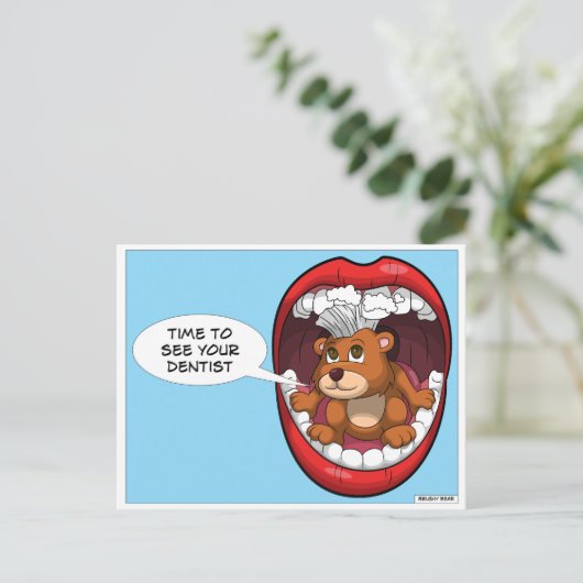 Tijd om je tandarts te zien briefkaart (Staand voorkant)