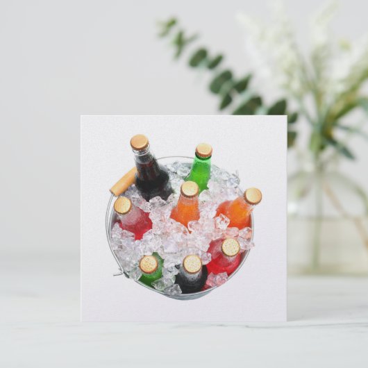 Tijd om koude frisdrankflessen te koelen kaart (Staand voorkant)