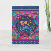 Tijd om leuke verjaardag te vieren Floral Kaart (Voorkant)