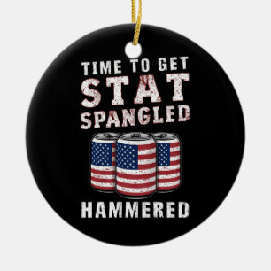 Tijd om met sterren behekst bier USA-vlag te krijg Keramisch Ornament