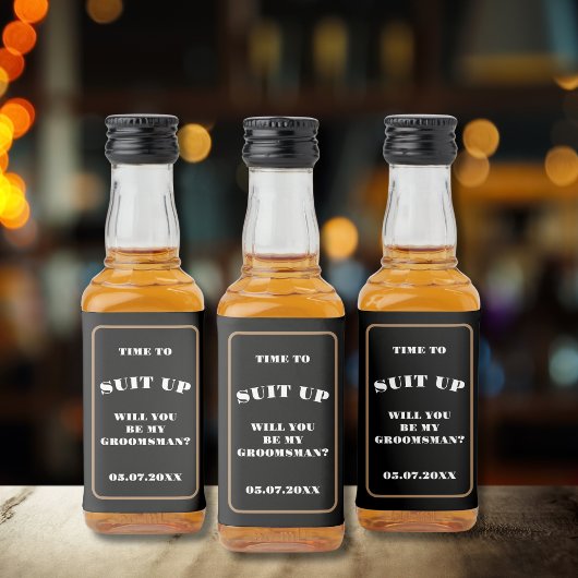 Tijd om mijn Groomsman-voorstel op te stellen Likeurfles Etiket