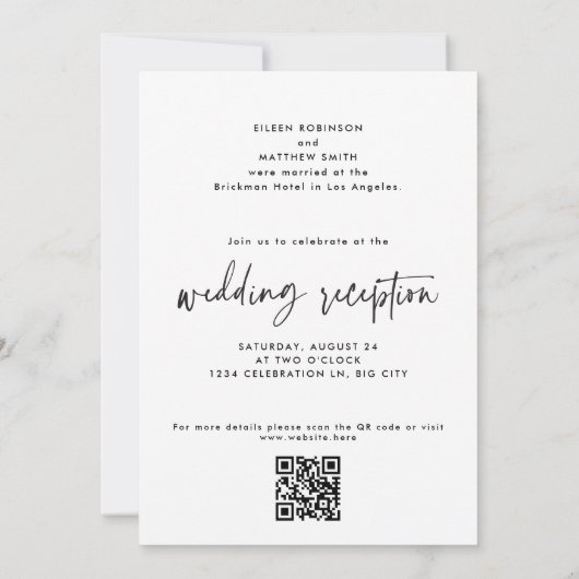 Tijd om moderne script bruiloft receptie te vieren aankondiging (Achterkant)