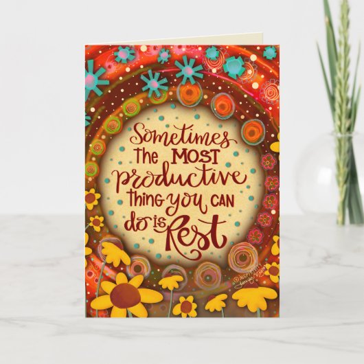Tijd om mooi te rusten Bloemrijke inspirerende her Kaart (Voorkant)