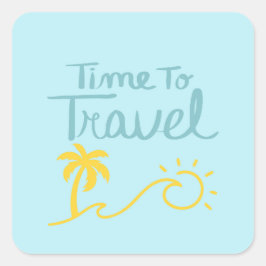 Tijd om naar het strand te reizen vierkante sticker