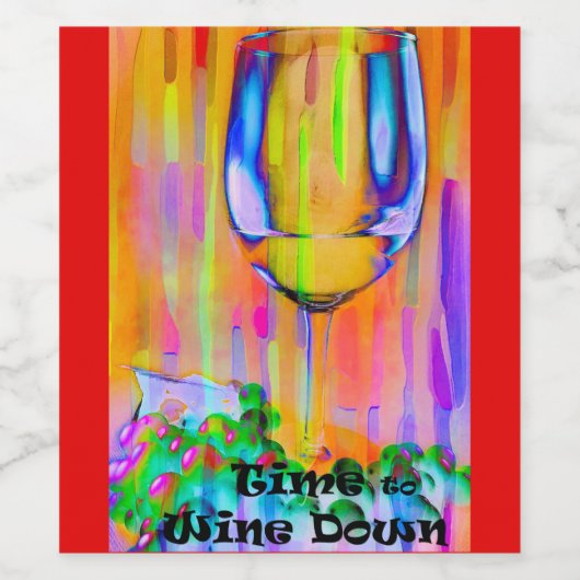 Tijd om neer te gaan wijn etiket (Enkel label)