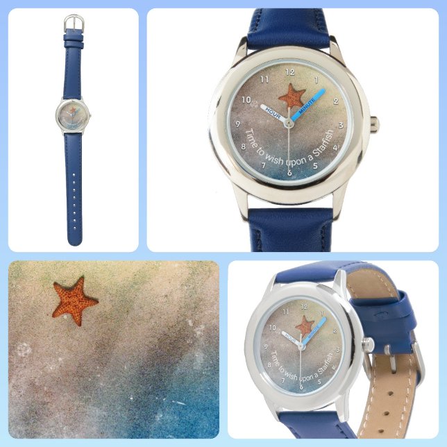 Tijd om op een Starfish Whimsical Children's te wa Horloge (Creator heeft geüpload)