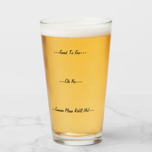Tijd om opnieuw te vullen! bier glas (Voorkant gevuld)
