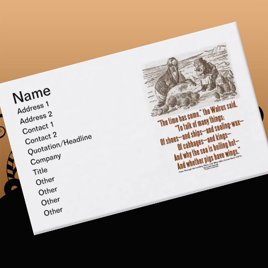 Tijd om over veel dingen te praten (Wonderland) Visitekaartje