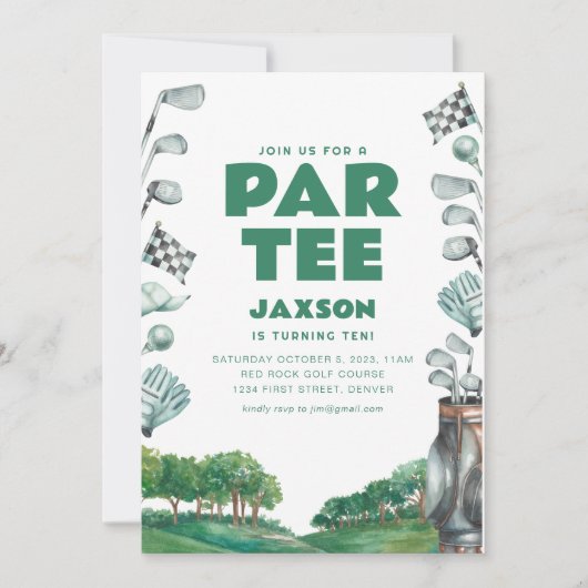 Tijd om Par-T-shirt golfverjaardagsfeestje uit te  Kaart (Voorkant)