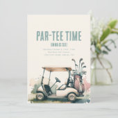 Tijd om Par-T-shirt golfverjaardagsfeestje uit te  Kaart (Staand voorkant)
