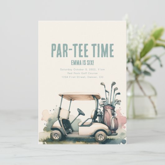 Tijd om Par-T-shirt golfverjaardagsfeestje uit te Kaart (Staand voorkant)