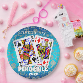 Tijd om Pinochle te spelen Papieren Bordje