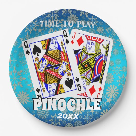 Tijd om Pinochle te spelen Papieren Bordje (Voorkant)