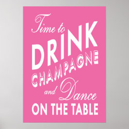 Tijd om Roze Champagne Poster te drinken