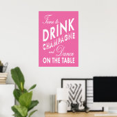 Tijd om Roze Champagne te Drinken Poster (Thuiskantoor)