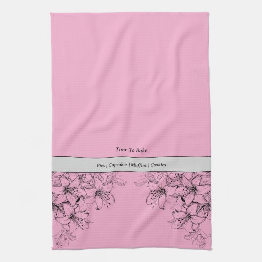 Tijd om roze en zwarte keukenhanddoek te bakken (Verticaal)