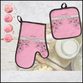 Tijd om roze en zwarte oven Mitt Set bakken