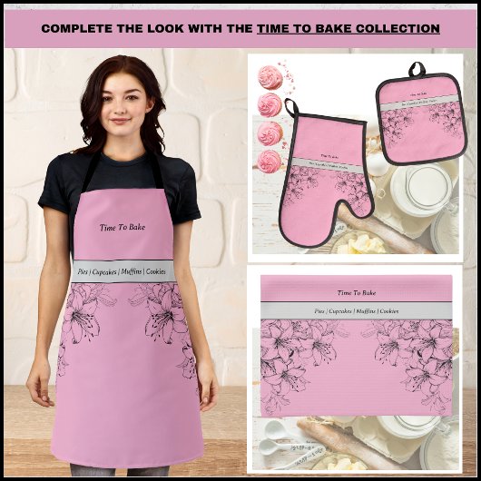 Tijd om roze en zwarte oven Mitt Set bakken