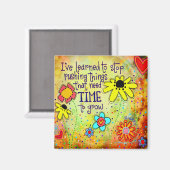 Tijd om schattig bloemgeel Inspirerend te kweken Magneet (Voorkant / Achterkant)