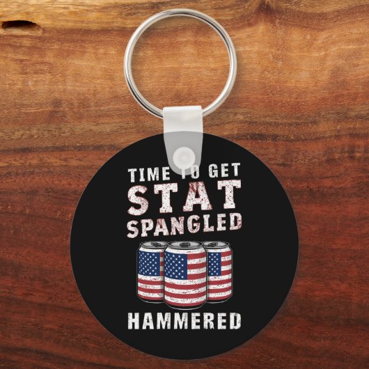 Tijd om Star Spangled Hammered Beer USA vlag te kr Sleutelhanger (Voorkant)