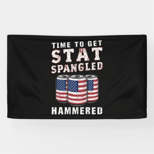 Tijd om Star Spangled Hammered Beer USA vlag te kr Spandoek (Horizontaal)
