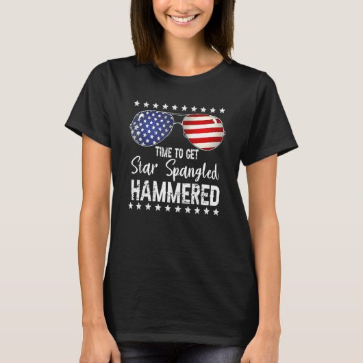 Tijd om Star Spangled Hammered te krijgen 4th of J T-shirt (Voorkant)