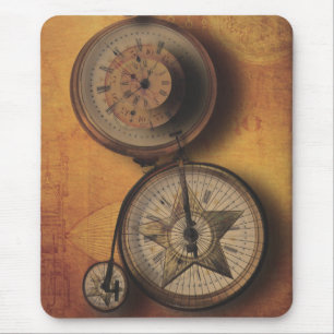 Tijd om Steampunk-klok op Victoriaans fiets te gaa Muismat