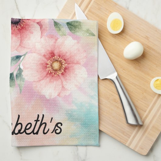Tijd om te bloeien Tie Dye bloemen Persoonlijk gem Theedoek (Quarter Fold)