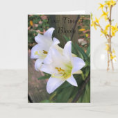 Tijd om te bloeien - Witte Lelies Kaart (Gele Bloem)
