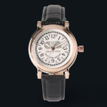 Tijd om te breien garen klok gezicht horloge<br><div class="desc">Een schattige geïllustreerde,  tijd om te breien themaklok,  met een bal garen op een modern horloge met zwarte band. De tekst luidt: tijd om te breien en te breien puur herhalen. Een lichte pastel perzik achtergrond. Een uniek en onverwacht cadeau voor een fervent breister.</div>