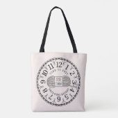 Tijd om te breien garen klok gezicht tote bag (Achterkant)