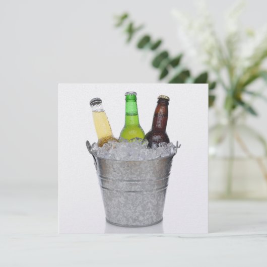 Tijd om te chillen - Bierflessen Uitnodiging (Staand voorkant)