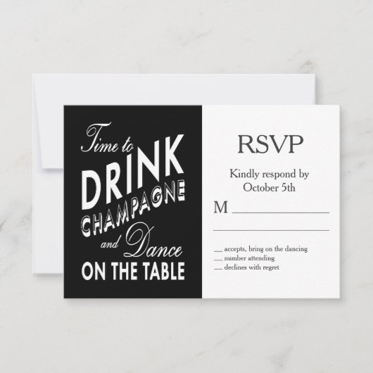 Tijd om te Drinken Champagne Halloween bruiloft RS RSVP Kaartje (Voorkant)