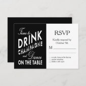 Tijd om te Drinken Champagne Halloween bruiloft RS RSVP Kaartje (Voorkant / Achterkant)