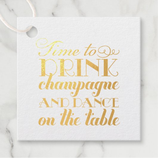 Tijd om te Drinken Champagne Quote Bruiloft Foto Bedankjes Labels (Voorkant)